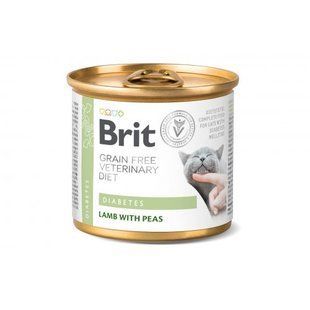Вологий корм Brit Grain Free Veterinary Diets Diabetes для котів із цукровим діабетом з ягням та зеленим горошком 200 г 100710 фото