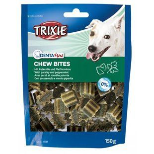 Ласощі Trixie Denta Fun Chew Bites, Parsley/Peppermint для собак шматочки з петрушкою та м&rsquo;ятою 150 г 31501 фото