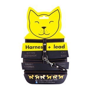 Шлей "CoLLaR" с поводком кожаный на планшете для кошек (ширина 12мм, А:22-30см,В:30-40см, длина 122см) черный 05461 фото