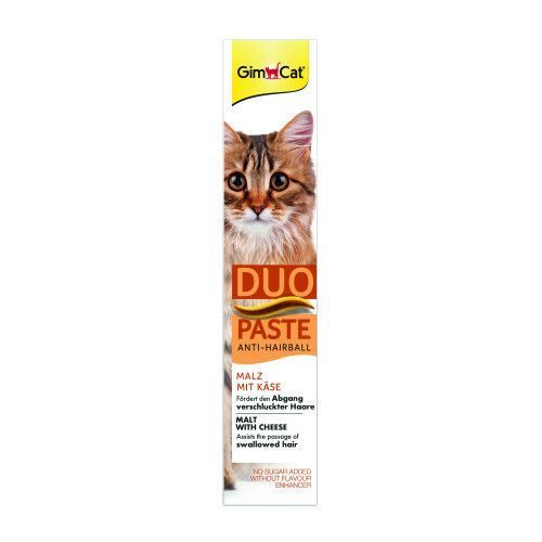 Паста GimCat DUO PASTE Anti-hairboll malt with cheese для котів з чутливим травленням усіх порід мальт та сир 50г G-427218 фото