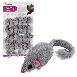 Flamingo Furry Mouse Grey ФЛАМІНГО МИША СІРА іграшка з брязкальцем і котячою м&rsquo;ятою для котів 500354 фото