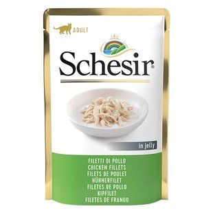 Schesir Chicken Fillets ШЕЗИР КУРИНОЕ ФИЛЕ в желе натуральные консервы для котов, влажный корм, пауч 85г 171023 фото