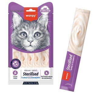 Wanpy Creamy Lickable Treats Sterilized Turkey&Cranberry ВАНПИ ДЛЯ СТЕРИЛИЗОВАННЫХ КОТОВ жидкое лакомство с индейкой и клюквой RAC-103 фото