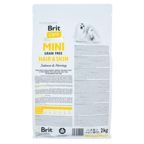 Корм сухий Brit Care Grain Free Mini Hair and Skin для дорослих собак мініатюрних порід для шкіри та шерсті з лососем та осе 170782 фото
