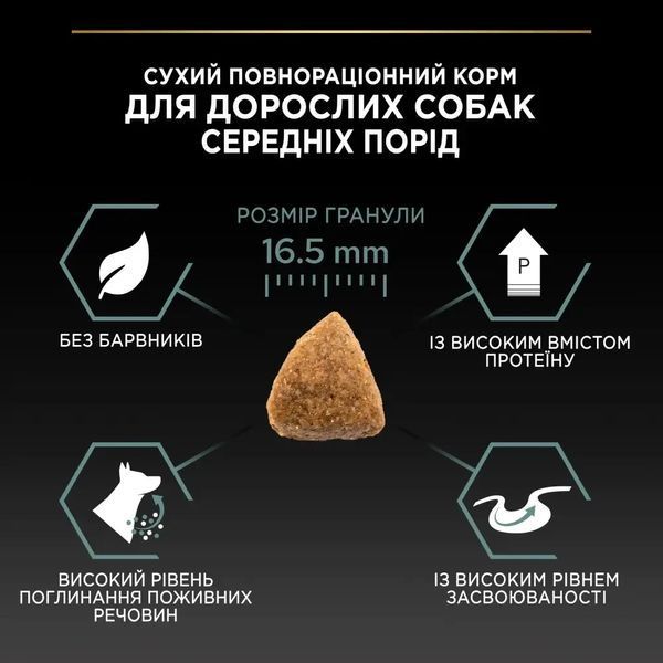 Сухий корм PRO PLAN Medium Adult 1+ Sensitive Digestion для дорослих собак середніх порід, з чутливим травленням, з ягням, 3 кг 7613035214798 фото
