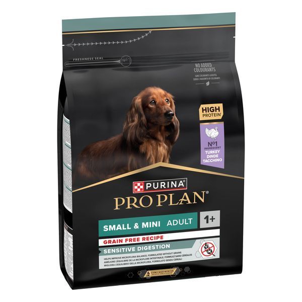 Сухий корм PRO PLAN Small&Mini Adult 1+ Sensitive Digestion для дорослих собак дрібних порід, з чутливим травленням, беззерновий, з індичкою, 2,5 кг 7613036731324 фото