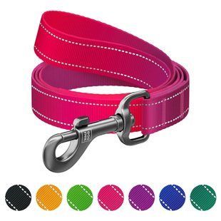 Повідець для собак нейлоновий WAUDOG Nylon Mono, світловідбивний, S, Ш 15 мм, Дов 200 см, рожевий 46357 фото