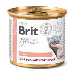 Вологий корм Brit Grain Free Veterinary Diets Renal для дорослих котів з хронічною нирковою недостатністю з тунцем лососем т 100714/9870 фото