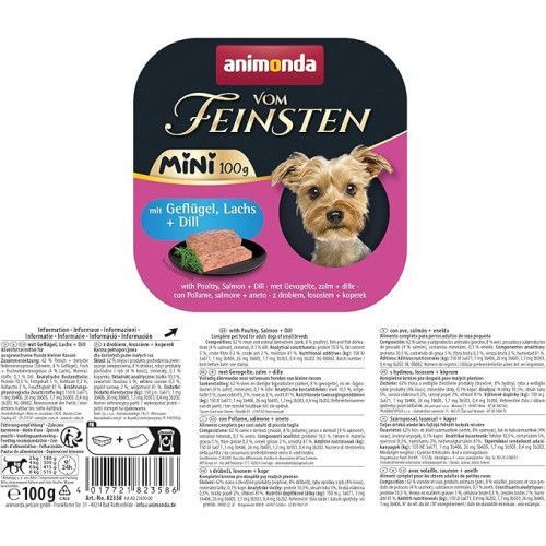 Корм влажный Animonda Vom Feinsten Mini для взрослых собак малых пород с птицей, лососем + укроп 100 г AM-82358 фото