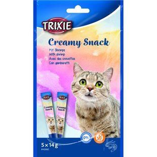Лакомство Trixie Creamy Snacks для кошек с тунцом и креветками 5 шт х 14 г 42682 фото