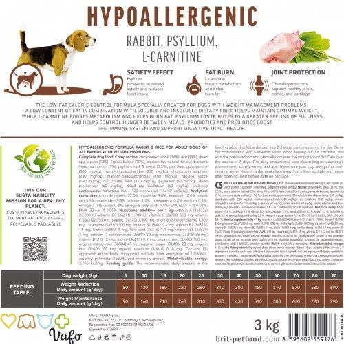 Корм сухой Brit Care Dog Hypoallergenic Weight Loss для собак с лишним весом гипоаллергенный с кроликом 12 кг 172225 фото