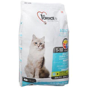 1st Choice Adult Healthy Skin&Coat ФЕСТ ЧОЙС ХЕЛЗІ ЛОСОСЬ сухий суперпреміум корм для котів ФЧКЛХ5_44 фото