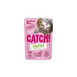 Корм вологий Catch! для дорослих котів з індичкою та овочами в желе 85 г Catch_21953 фото