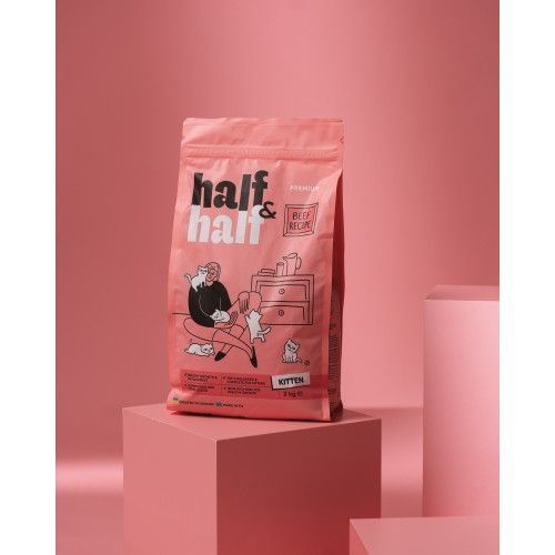 Корм сухий HalfHalf для кошенят з яловичиною 2 кг 20789 фото
