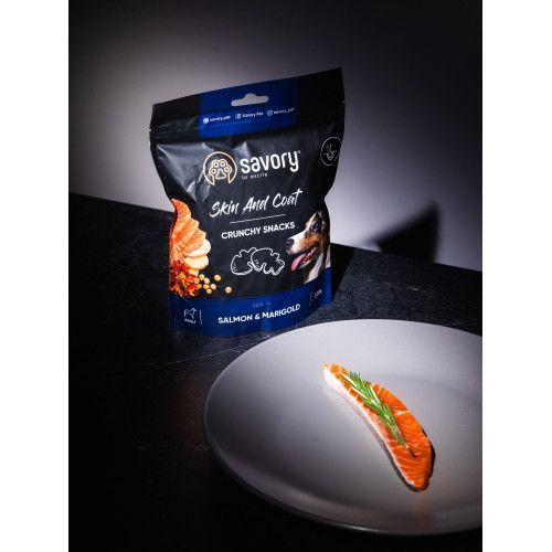 Хрусткі ласощі Savory Skin and Coat with Salmon and Marigolds для собак усіх порід для здоров&rsquo;я шкіри та шерсті з лососем та 31355 фото