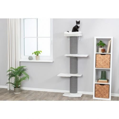 Дряпка Trixie Acadia для котів настінна сизаль/плюш біла/сіра 46х37х160 см 44073 фото