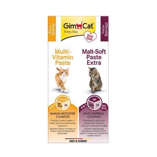 Набір паст GimCat KOMBI-PACK Multi-Vitamin + Malt-Soft Extra для котів для імунітету та виведення грудок шерсті 2х20г G-490045 фото