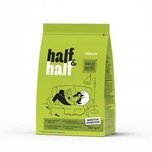 Корм сухой HalfHalf для кошек с чувствительным пищеварением с индейкой 300 г 20949 фото