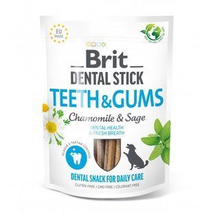 Лакомство Brit Dental Stick Teeth and Gums для взрослых собак с ромашкой и шалфеем для здоровья десен и зубов 7 шт 251 г 112102 фото