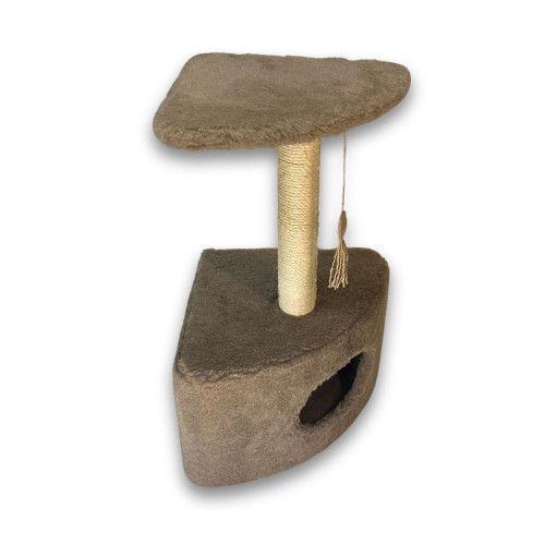 Дряпка Природа Д11у для котів кутова з будкою бежева 39x39x65 см PR740313 фото