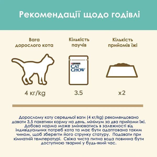 Вологий корм CAT CHOW Hairball для дорослих котів для зменшення утворення кульок шерсті у травному тракті, шматочки у підливці, з куркою та зеленою квасолею, 85 г 7613037031393 фото