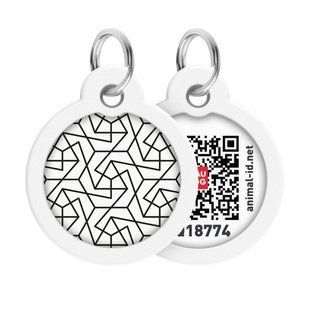 Адресник для собак и кошек металлический WAUDOG Smart ID с QR паспортом, рисунок "Геометрия", круг, Д 30 мм 230-0202 фото