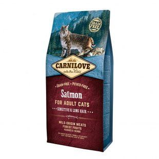 Корм сухой Carnilove Cat Sensitive and Long Hair для взрослых кошек с чувствительным пищеварением с лососем 6 кг 170204/2270 фото