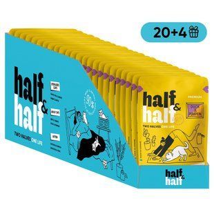 НАБІР Корм вологий Half&Half для дороcлих котів з качкою та гарбузом в соусі 20+4 шт 85г. HH_65747 фото