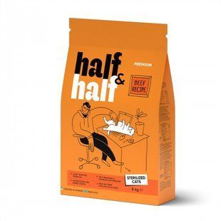 Корм сухой HalfHalf для стерилизованных кошек с говядиной 8 кг 20819 фото