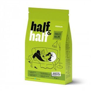 Корм сухой HalfHalf для кошек с чувствительным пищеварением с индейкой 8 кг 20833 фото