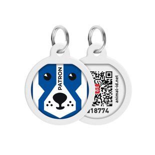 Адресник для собак и кошек металлический WAUDOG Smart ID с QR паспортом, рисунок "Патрон", круг, Д 25 мм 625-4025 фото