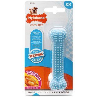 Nylabone Puppy Chew Dental Bone НІЛАБОН ДЕНТАЛ БОУН жувальна іграшка кістка для цуценят, смак курки 83239 фото