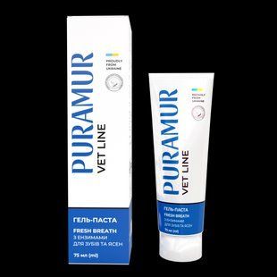 Гель-паста PURAMUR Fresh Breath для собак и кошек с энзимами по уходу за зубами и деснами 75 мл PR243704 фото
