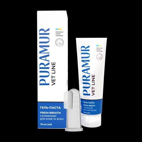 Гель-паста PURAMUR Fresh Breath для собак и кошек с энзимами по уходу за зубами и деснами 75 мл PR243704 фото
