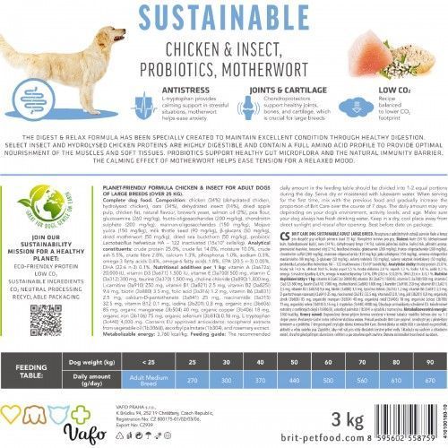 Корм сухой Brit Care Dog Sustainable Adult Large Breed для взрослых собак больших пород с курицей и насекомыми 1 кг 172181 фото