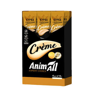 Рідкі ласощі AnimAll Сr&egrave;me для котів зі смаком курки з креветками, 6х15 г 176407 фото