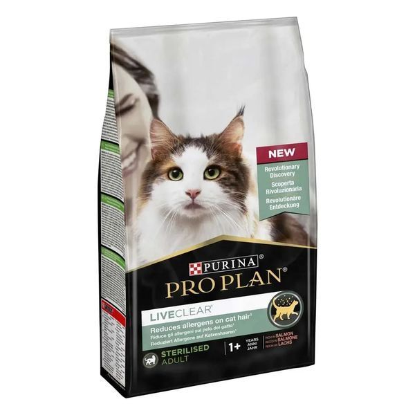 Сухой корм PRO PLAN LiveClear Sterilised Adult 1+ для взрослых кошек для уменьшения аллергенов на шерсти и после стерилизации, с лососем, 1.4 кг 7613287232700 фото