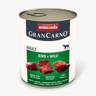 Корм влажный GranCarno Adult Beef Game для взрослых собак с говядиной и дичью 800 г AM-82745 фото