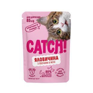 Корм влажный Catch! для взрослых кошек с говядиной и овощами в желе 85 г Catch_21960 фото
