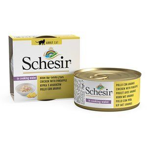 Schesir Chicken Pineapple ШЕЗИР КУРИЦА С АНАНАСОМ натуральные консервы для котов, влажный корм, банка 75г 613516 фото