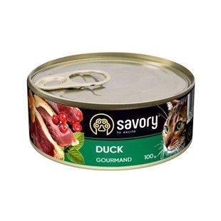 Корм вологий Savory Cat Can Adult Duck консерви для вибагливих котів з качкою 100 г 30600 фото