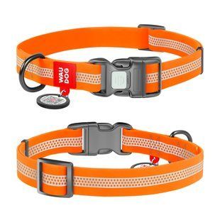 Ошейник для собак водостойкий WAUDOG Waterproof с QR-паспортом, светоотражающий, пластиковая пряжка, M, Ш 20 мм, Д 28-40 см, оранжевый 26154 фото