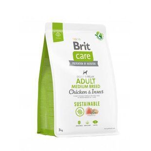Корм сухий Brit Care Dog Sustainable Adult Medium Breed для дорослих собак середніх порід з куркою та комахами 3 кг 172176 фото