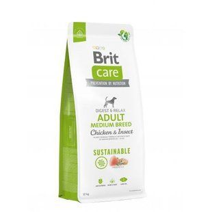Корм сухой Brit Care Dog Sustainable Adult Medium Breed для взрослых собак средних пород с курицей и насекомыми 12 кг 172177 фото