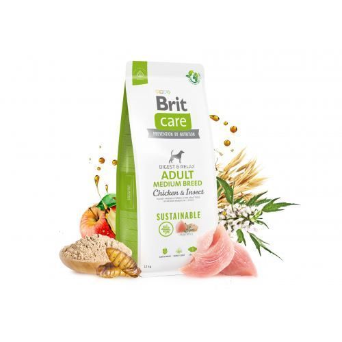 Корм сухой Brit Care Dog Sustainable Adult Medium Breed для взрослых собак средних пород с курицей и насекомыми 12 кг 172177 фото
