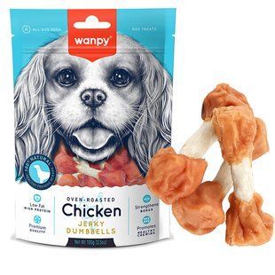 Wanpy Chicken Jerky Dumbbells ВАНПИ КОСТЬ-ГАНТЕЛЬ С ВЯЛЕНОЙ КУРИЦЕЙ лакомство для собак CD-04H фото