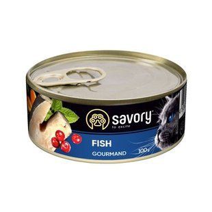 Корм вологий Savory Cat Can Adult Fish консерви для вибагливих котів з рибою 100 г 30631 фото