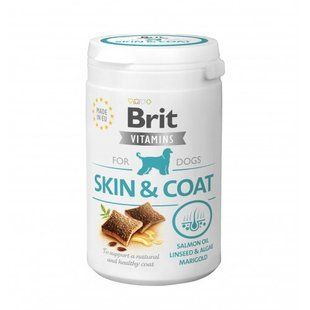 Витамины Brit Vitamins Skin and Coat для взрослых собак для здоровья кожи и шерсти с лососем 150 г 112060 фото