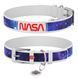 Нашийник для собак шкіряний WAUDOG Design з QR паспортом, малюнок "NASA21", XXS, Ш 12 мм, Д 18-24 см, білий 3601-0148-15 фото 1