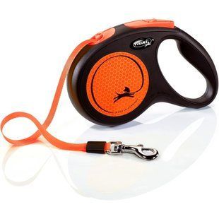 Повідець-рулетка Flexi для собак Neon стрічка оранжева розмір M 5 м/ 25 кг CL21T5.251.S NEOOR фото
